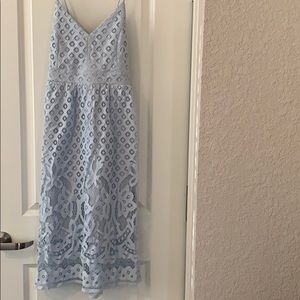 Light Blue Lace Midi Dress